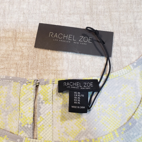 NWT Rachel Zoe Snake Skin Print Yellow and Grey Blouse Top Size XL - Picture 6 of 8